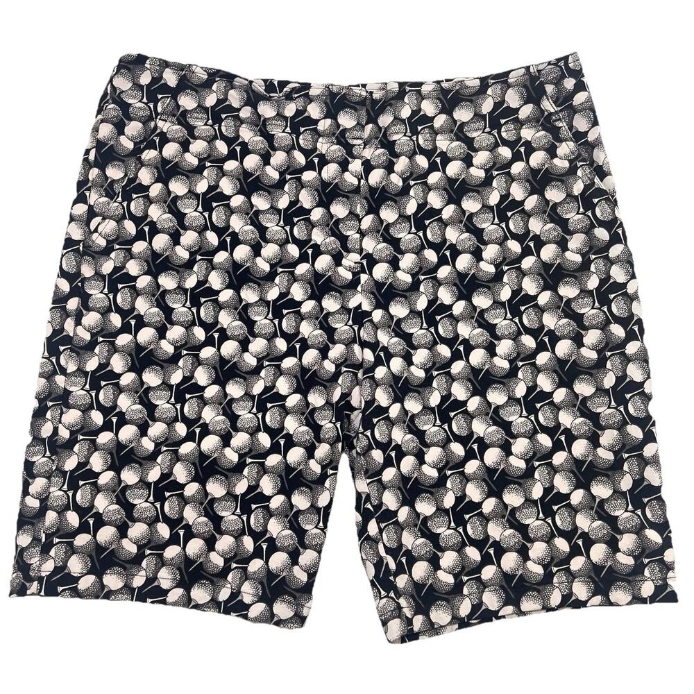 Izod Bermuda Shorts Womens Size 14 Black White Golf Balls Novelty Print Pockets